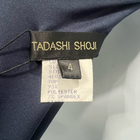 Tadashi Shoji Navy Blue Long Sleeve Sequin Evening Gown Maxi Dress Sz 4 NEW Tags - Picture 3 of 15